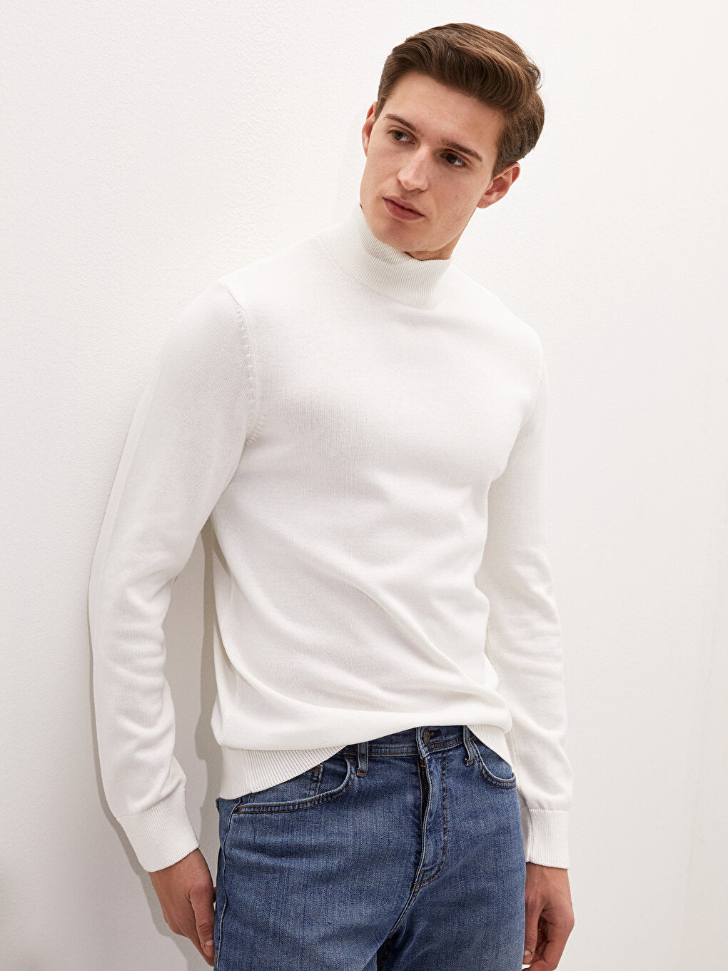 Half Turtleneck Long Sleeve Men's Knitwear Sweater