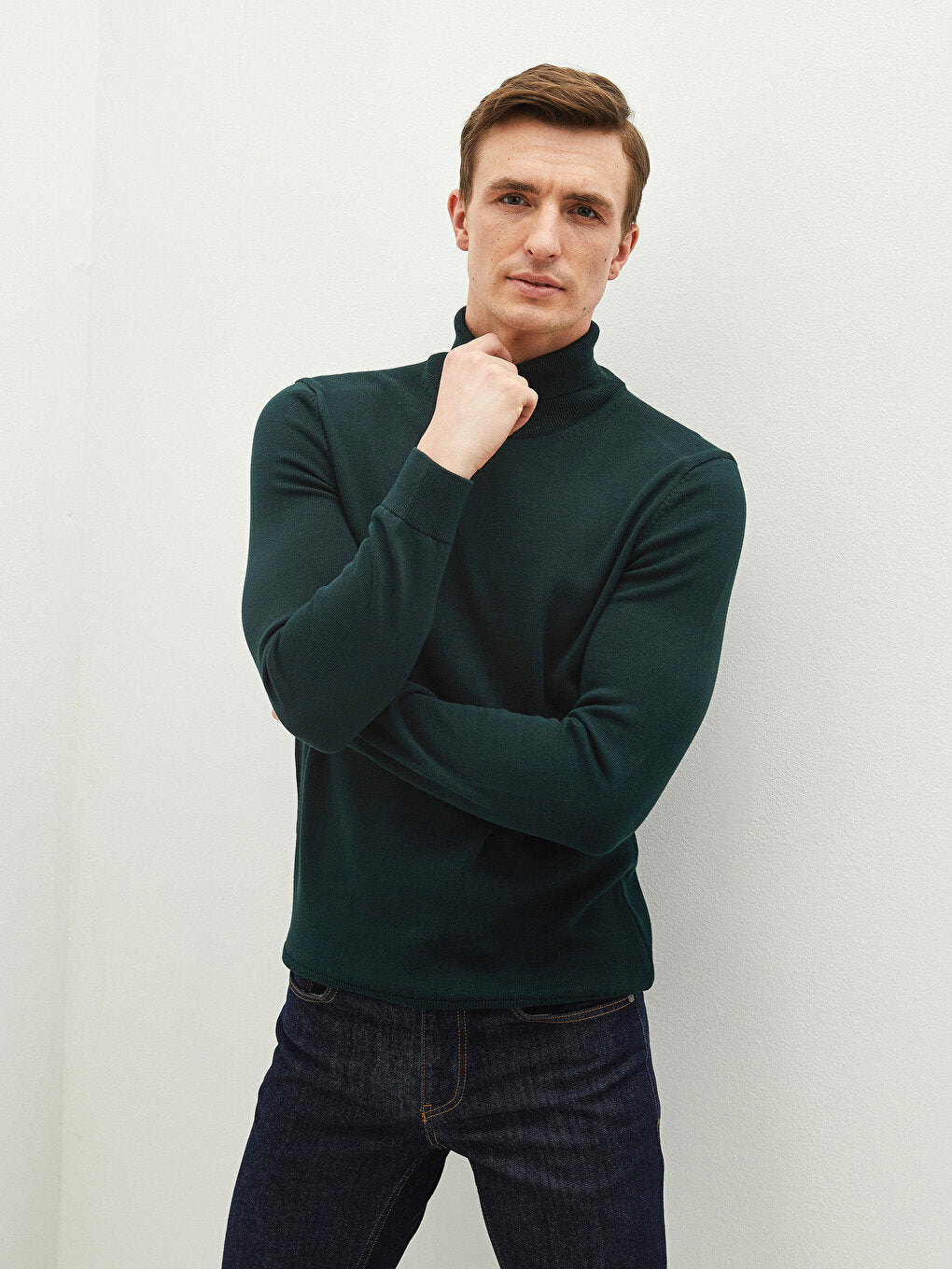 Turtleneck Long Sleeve Thin Men's Knitwear Sweater