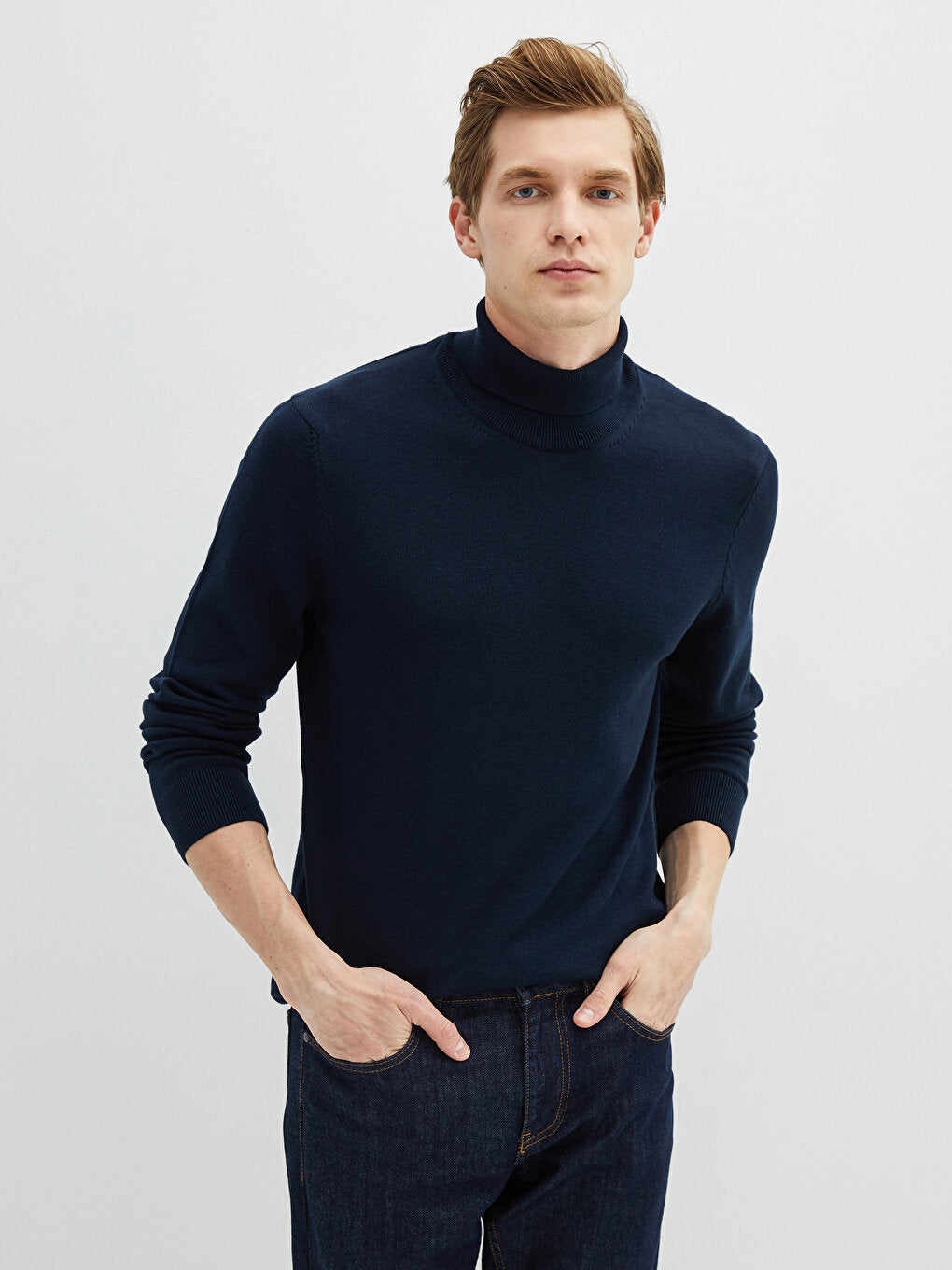 Turtleneck Long Sleeve Thin Men's Knitwear Sweater