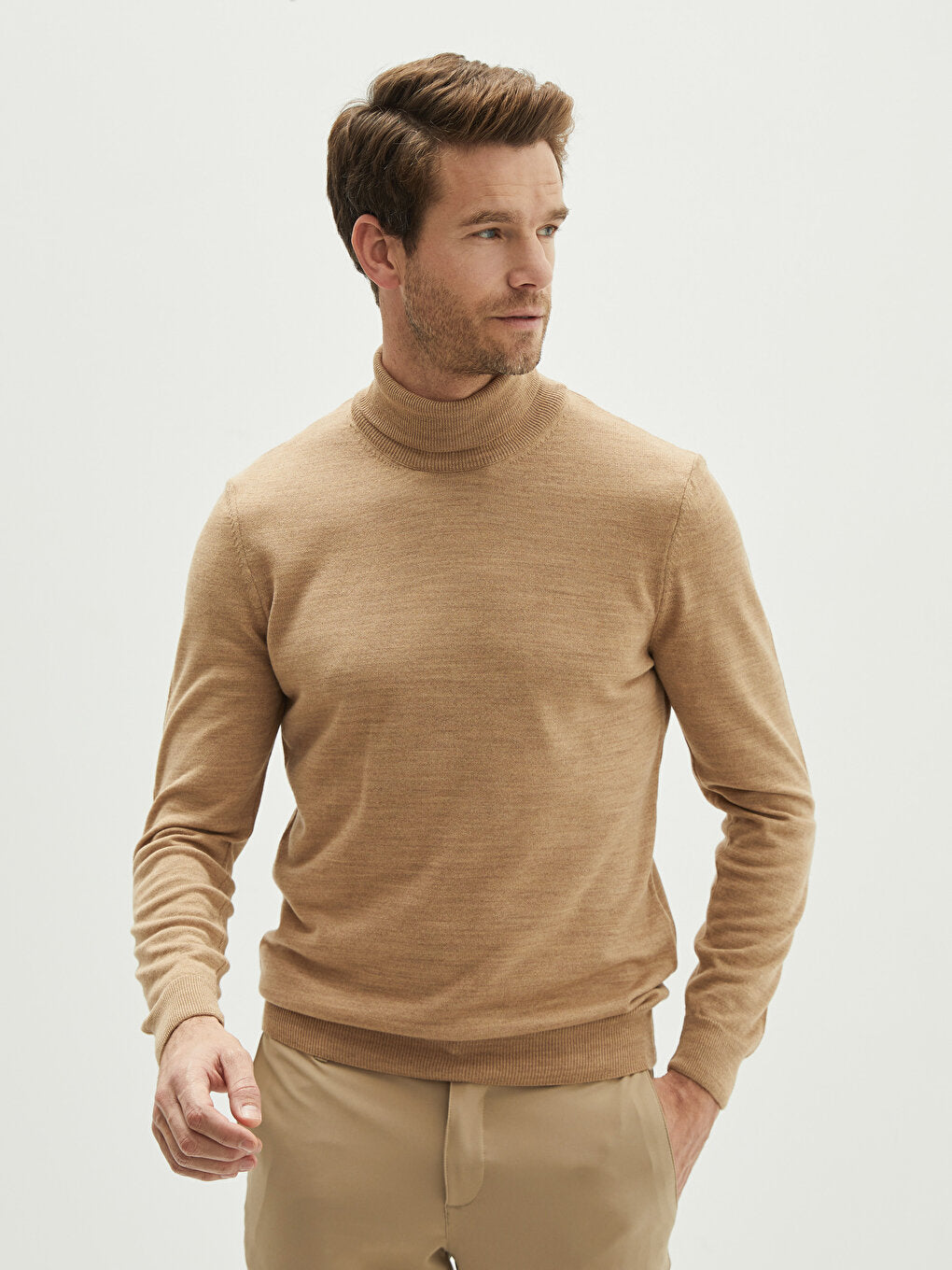 Turtleneck Long Sleeve Thin Men's Knitwear Sweater