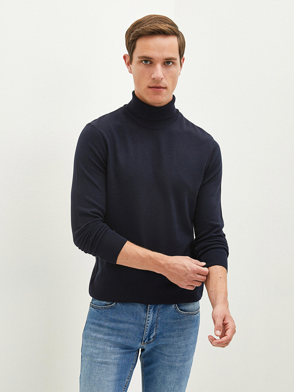 Turtleneck Long Sleeve Thin Men's Knitwear Sweater