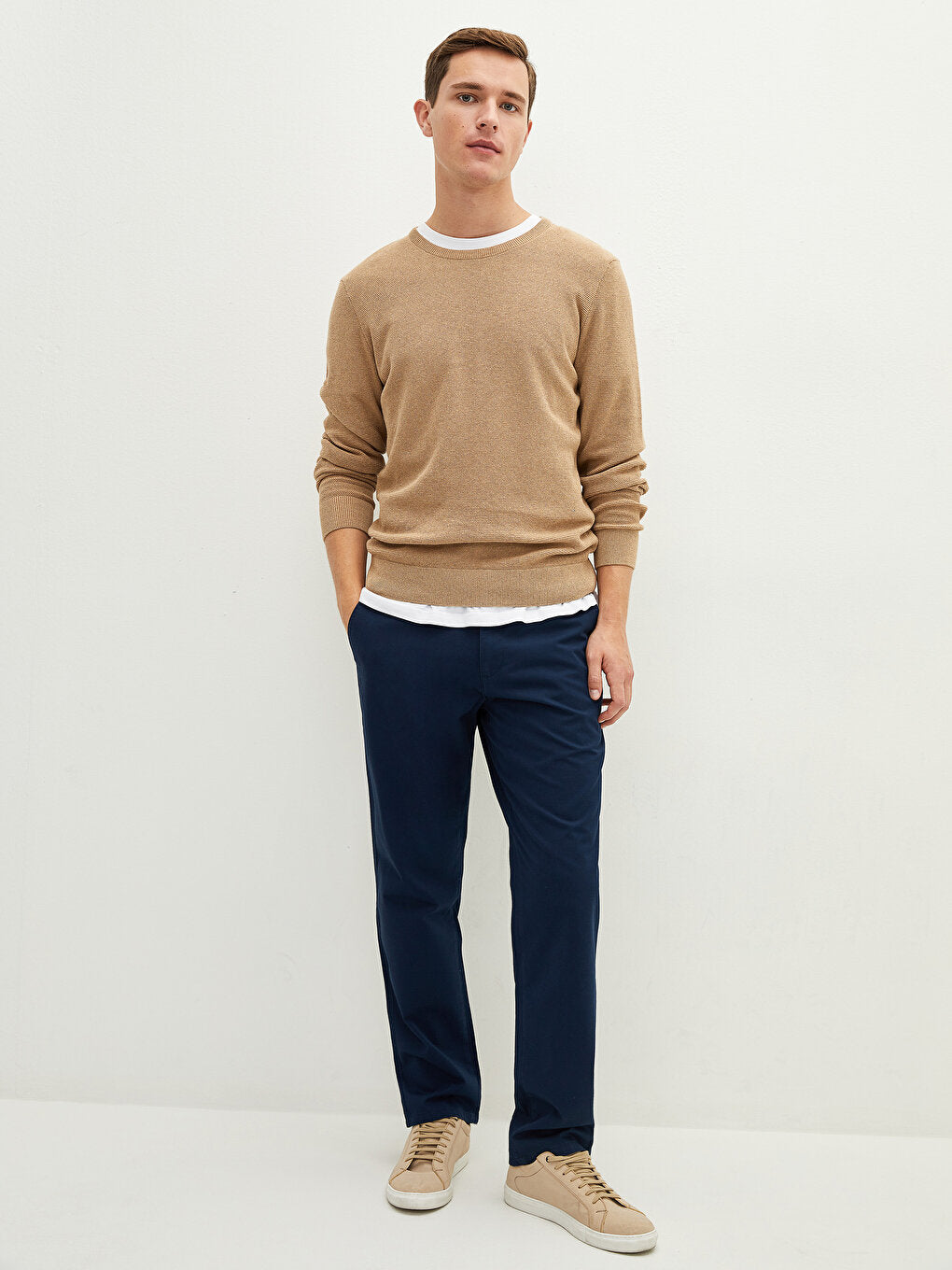 Crew Neck Long Sleeve Thin Men's Knitwear Sweater