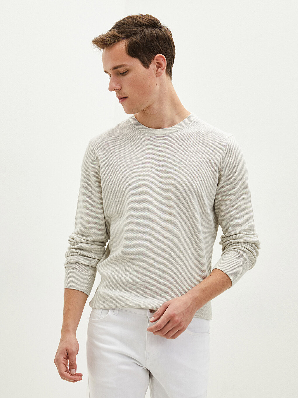 Crew Neck Long Sleeve Thin Men's Knitwear Sweater