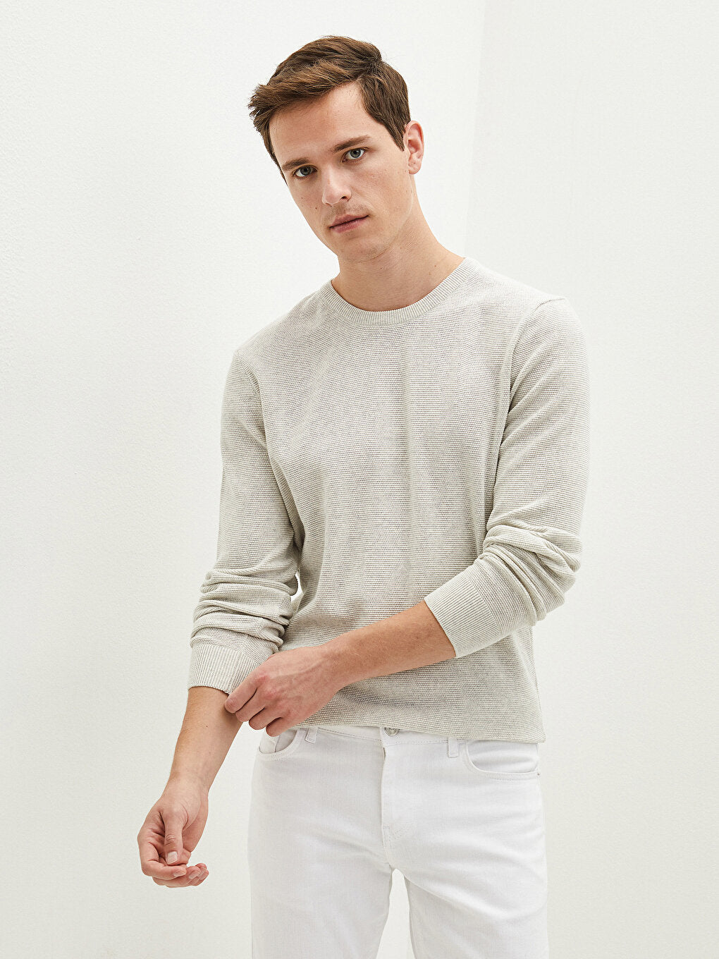 Crew Neck Long Sleeve Thin Men's Knitwear Sweater