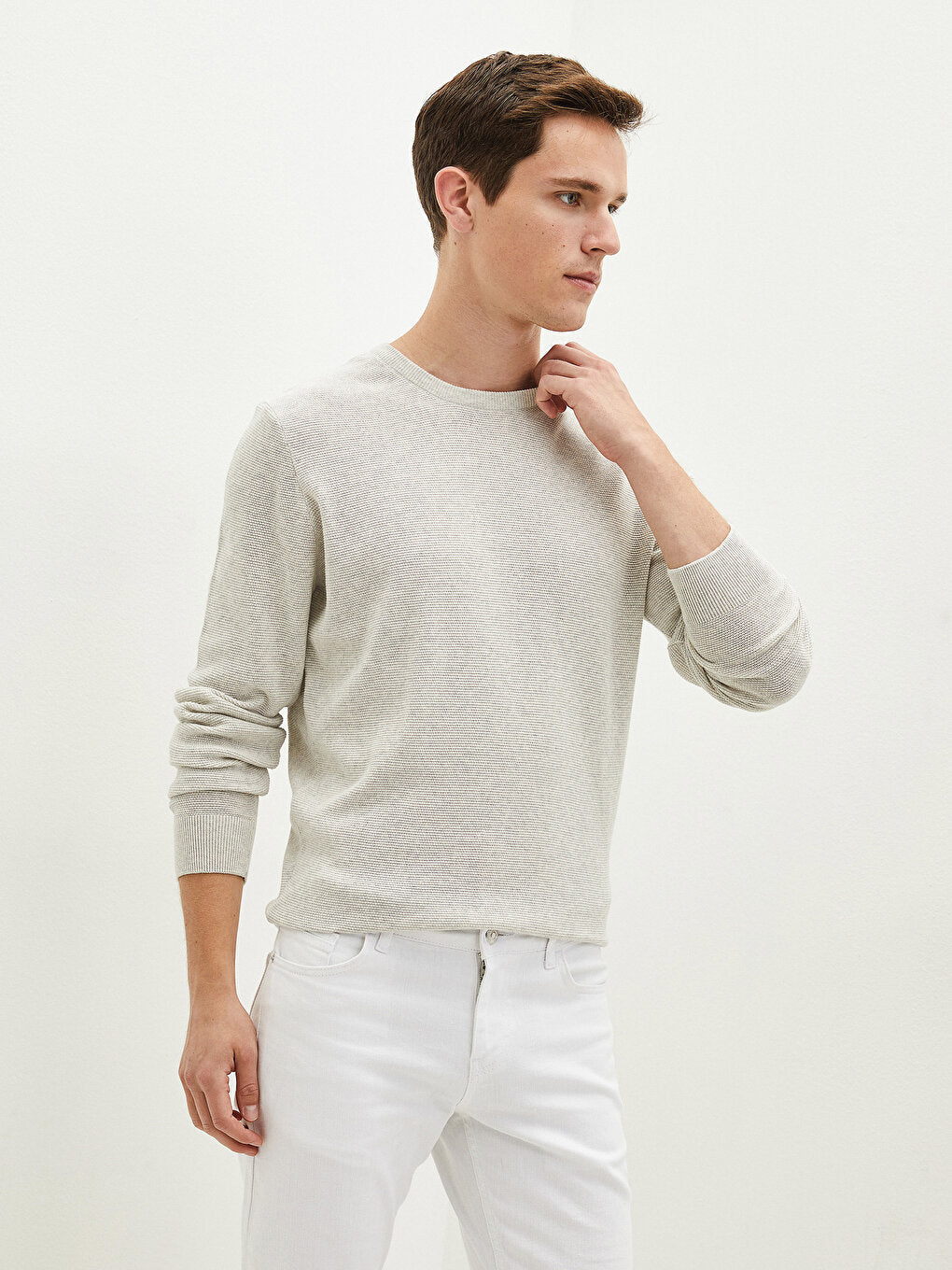 Crew Neck Long Sleeve Thin Men's Knitwear Sweater