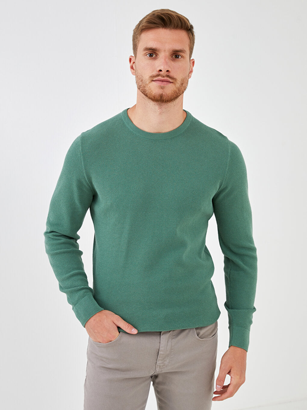 Crew Neck Long Sleeve Thin Men's Knitwear Sweater