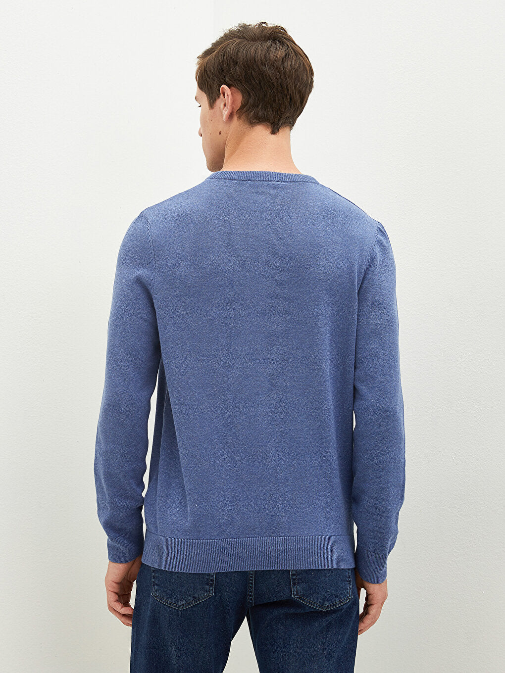 V-Neck Long Sleeve Basic Thin Men's Knitwear Sweater