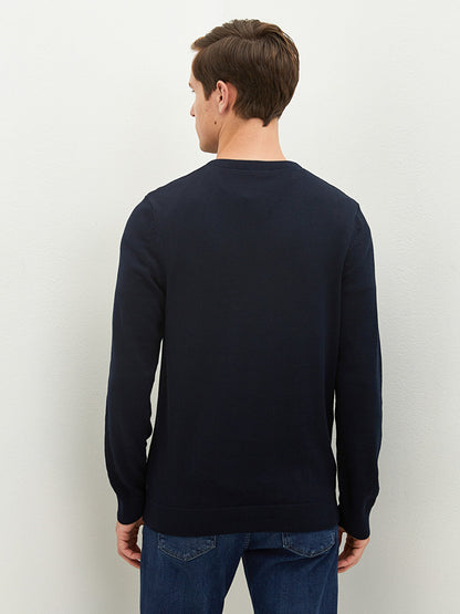 V-Neck Long Sleeve Basic Thin Men's Knitwear Sweater