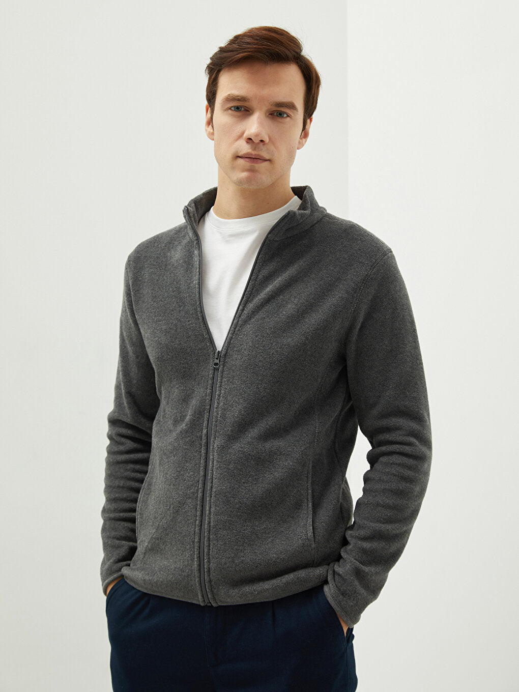 High Collar Long Sleeve Fleece Men's Sweatshirt