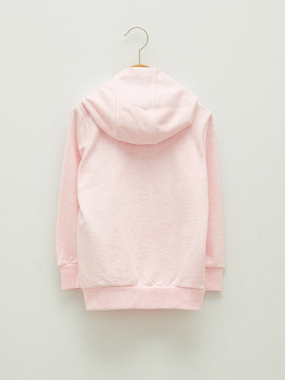 Hooded Basic Long Sleeve Girl's Zippered Sweatshirt