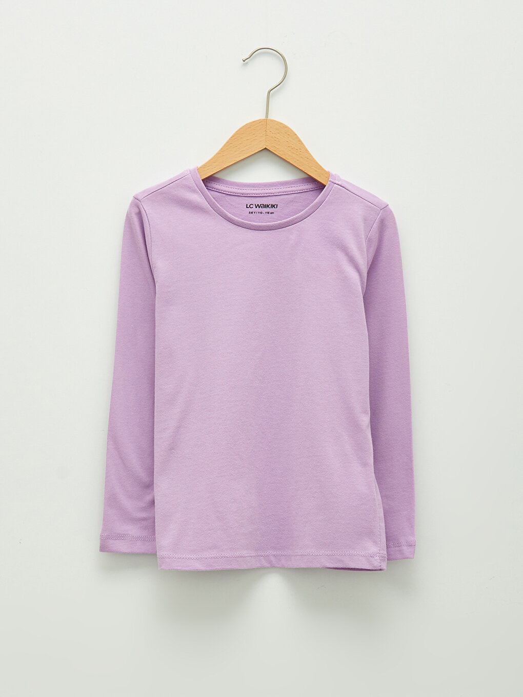 Crew Neck Basic Long Sleeve Girl's T-Shirt