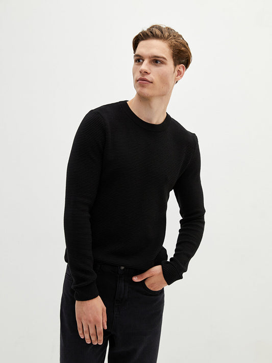 Crew Neck Long Sleeve Men's Knitwear Sweater