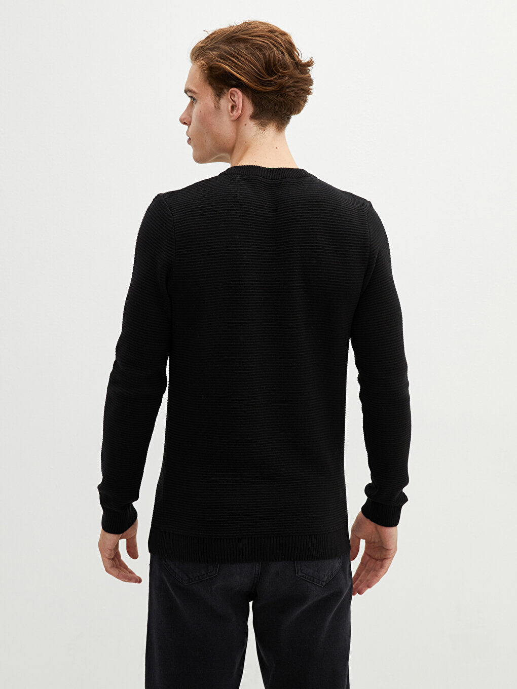 Crew Neck Long Sleeve Men's Knitwear Sweater