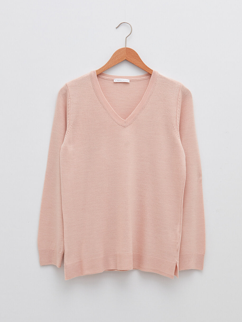 V-Neck Plain Long Sleeve Women's Knitwear Sweater