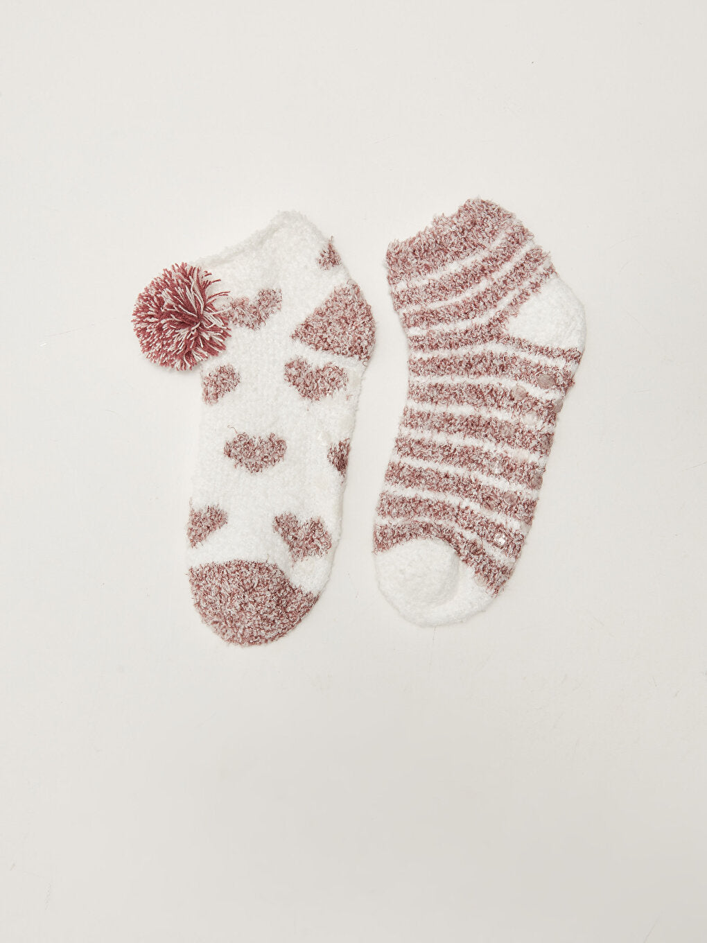 Patterned Non-Slip Sole Women's Home Socks Pack of 2