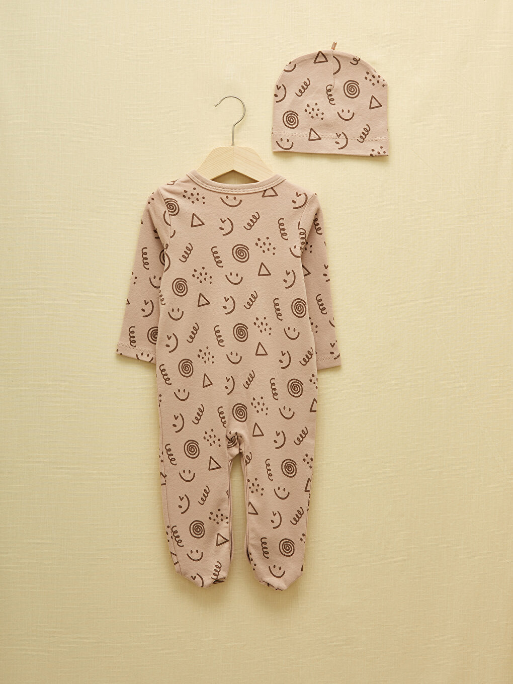 Printed Organic Cotton Baby Boy Snapback Bodysuit and Beanie 3-Piece Set