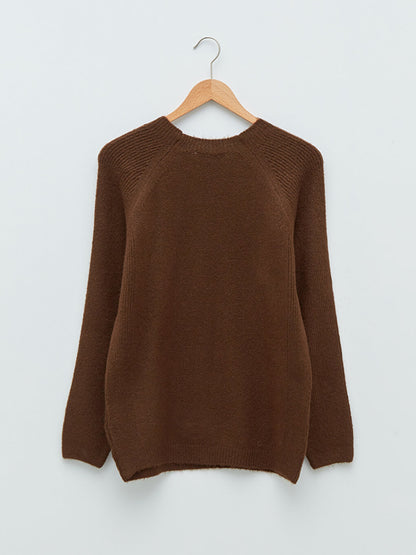 Crew Neck Plain Long Sleeve Women's Knitwear Sweater