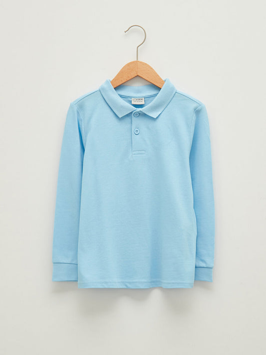 Polo Neck Basic Long Sleeve Boy's T-Shirt