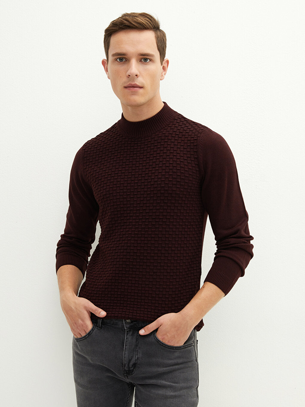 Half Turtleneck Long Sleeve Men's Knitwear Sweater