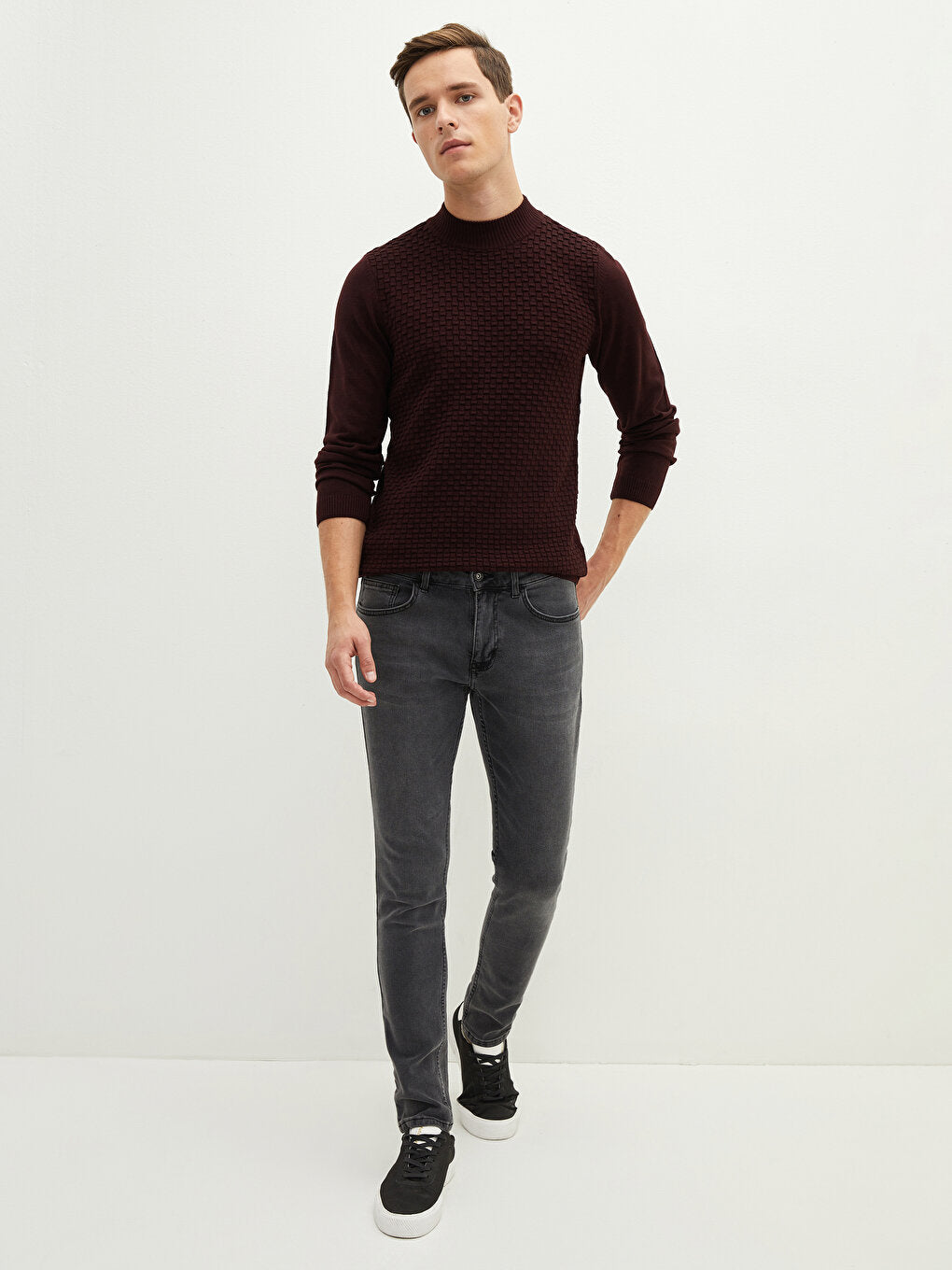 Half Turtleneck Long Sleeve Men's Knitwear Sweater