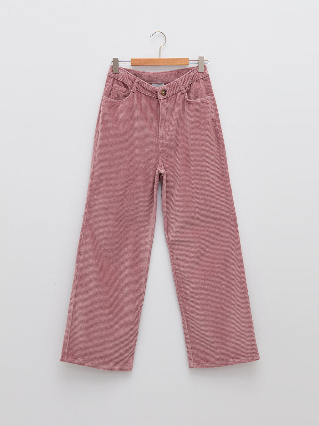 Basic Wide Leg Velvet Girls' Trousers with Elastic Waist