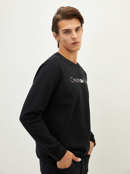 Crew Neck Long Sleeve Printed Men's Sweatshirt