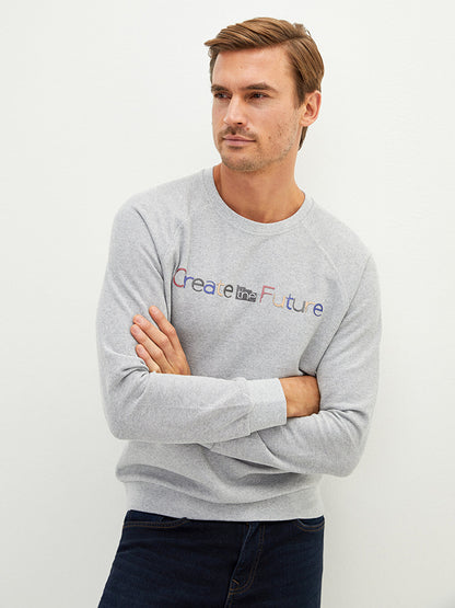 Crew Neck Long Sleeve Printed Men's Sweatshirt