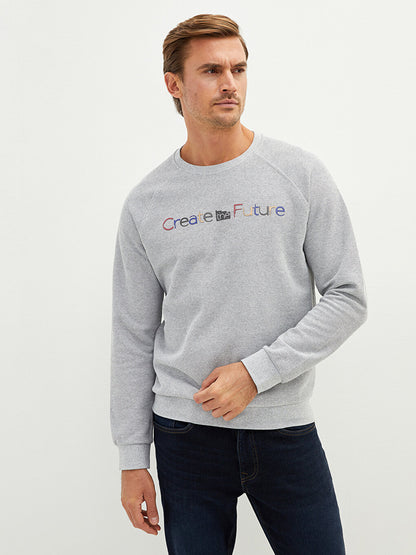 Crew Neck Long Sleeve Printed Men's Sweatshirt