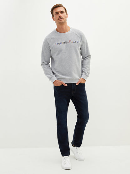 Crew Neck Long Sleeve Printed Men's Sweatshirt