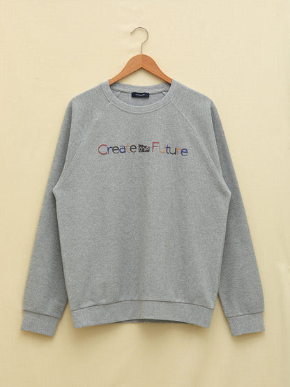 Crew Neck Long Sleeve Printed Men's Sweatshirt