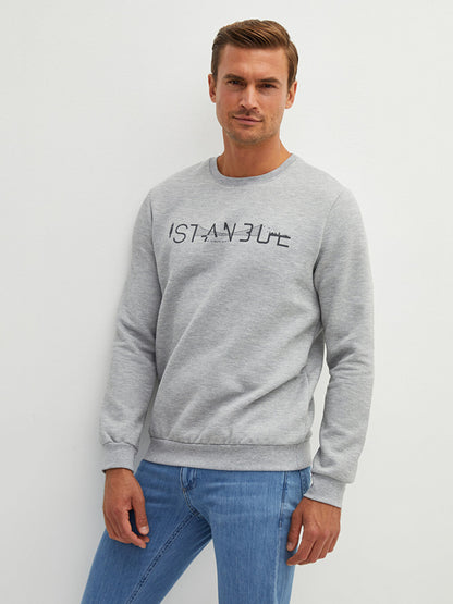 Crew Neck Long Sleeve Istanbul Printed Men's Sweatshirt