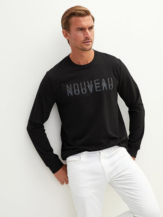 Crew Neck Long Sleeve Printed Men's Sweatshirt