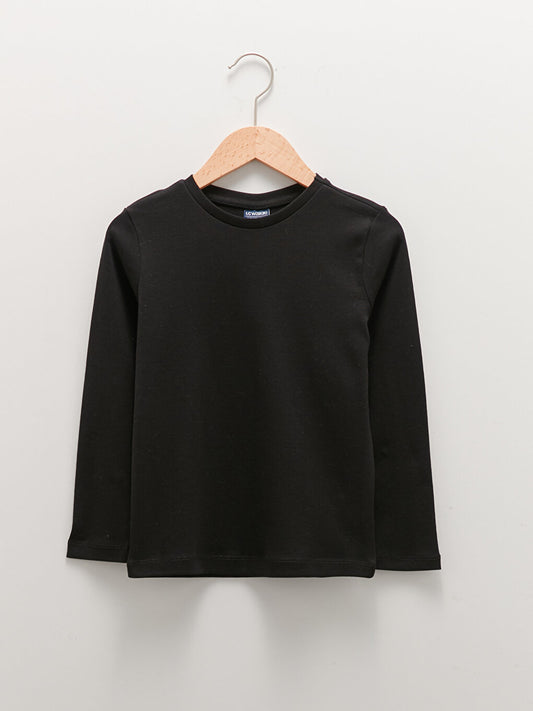 Crew Neck Basic Long Sleeve Cotton Boys Undershirt