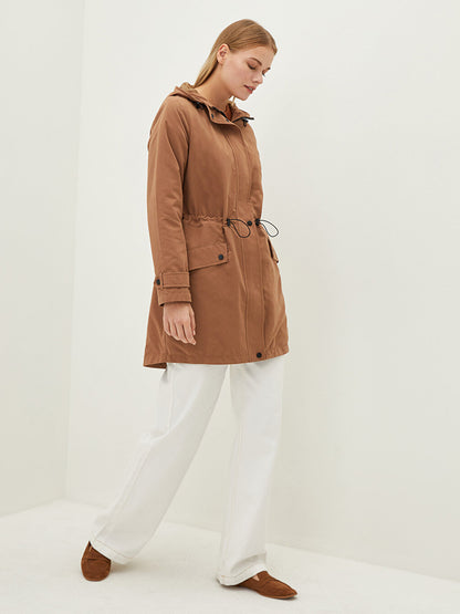 Hooded Plain Long Sleeve Slim Women's Coat