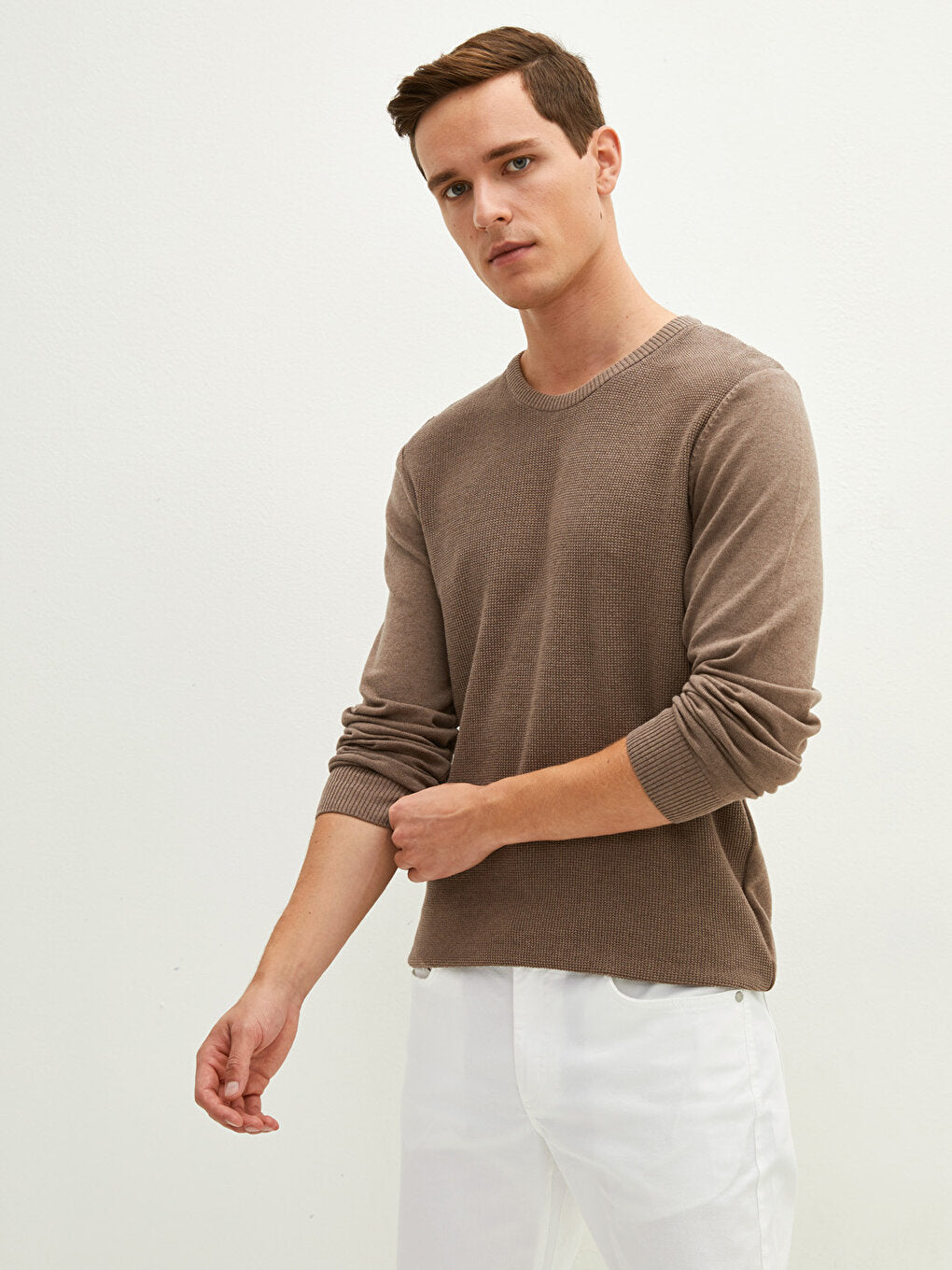 Crew Neck Long Sleeve Men's Knitwear Sweater