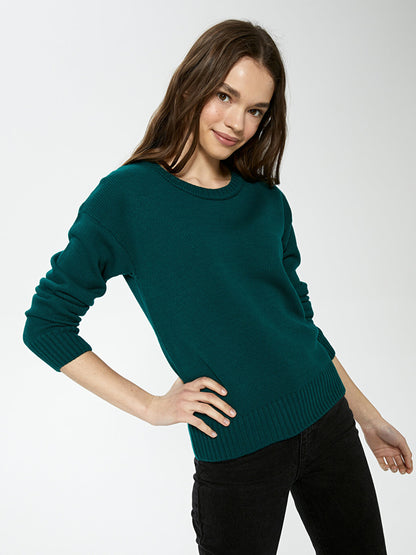 Crew Neck Plain Long Sleeve Women's Knitwear Sweater