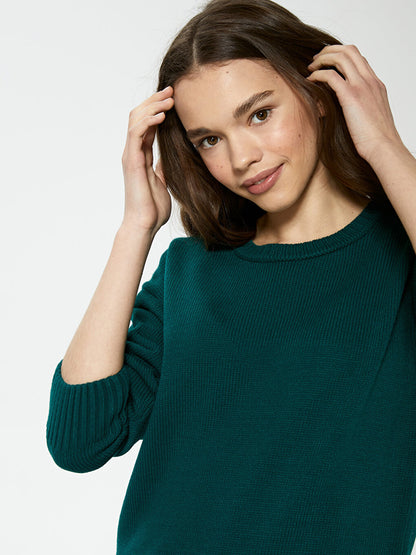 Crew Neck Plain Long Sleeve Women's Knitwear Sweater