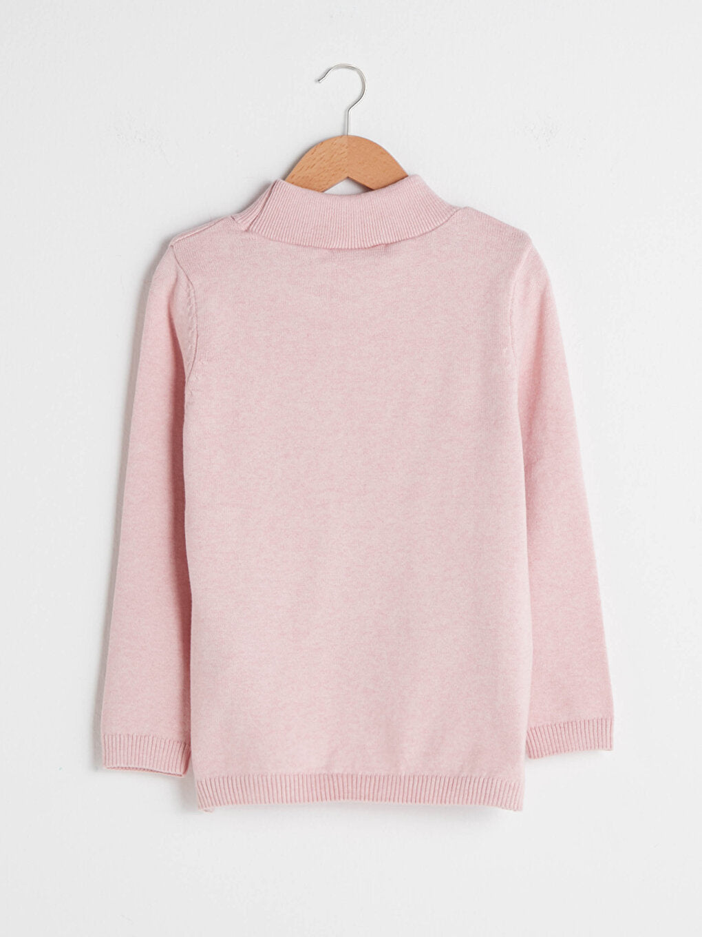 Half Fisherman Basic Long Sleeve Girl's Fine Knitwear Sweater