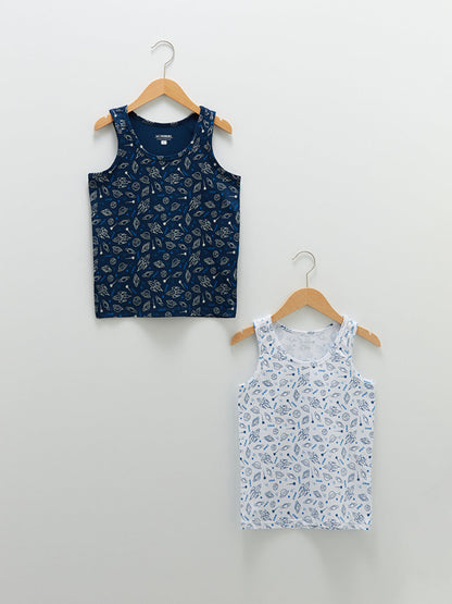 Crew Neck Printed Cotton Boys Undershirt 2-pack