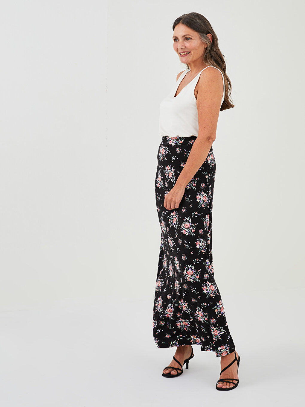 Floral A-Line Women's Skirt with Elastic Waist