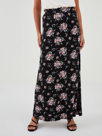 Floral A-Line Women's Skirt with Elastic Waist