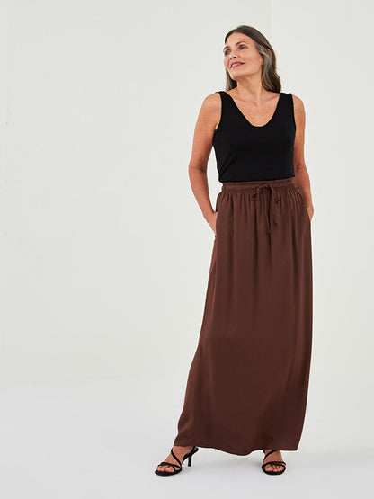 Plain Belmando Fabric Women's Skirt with Elastic Waist