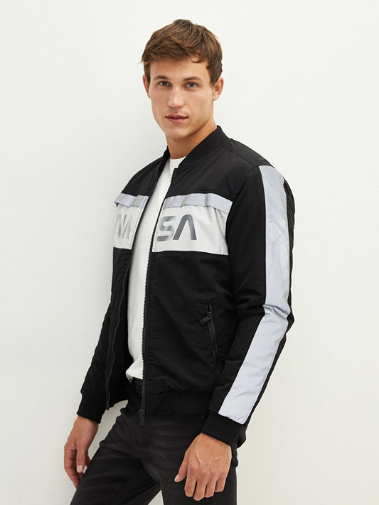 Comfortable Fit College Collar Men's Bomber Jacket