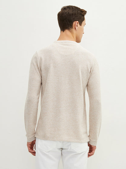 Crew Neck Long Sleeve Thin Men's Sweatshirt