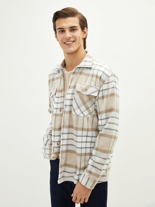 Comfortable Fit Long Sleeve Plaid Men's Shirt Jacket