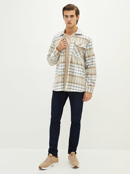 Comfortable Fit Long Sleeve Plaid Men's Shirt Jacket