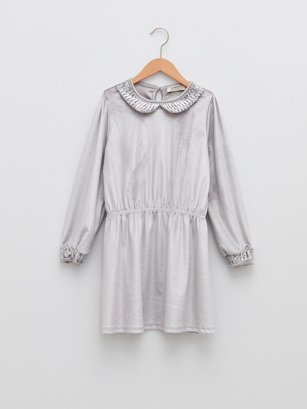 Baby Collar Sequin Embroidered Long Sleeve Velvet Children's Dress