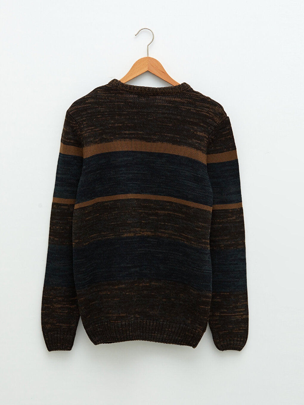 Crew Neck Long Sleeve Color Block Men's Knitwear Sweater