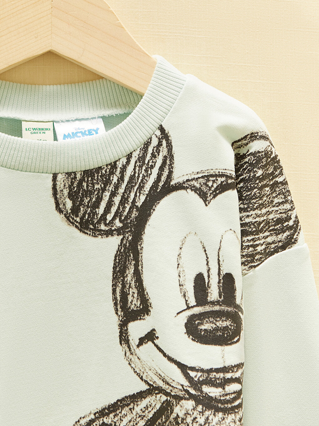 Crew Neck Mickey Mouse Printed Long Sleeve Organic Cotton Baby Boy Sweatshirt and Trousers 2-Piece Set