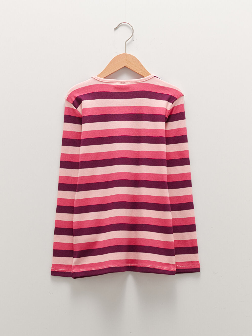 Crew Neck Striped Long Sleeve Cotton Girls' T-Shirt